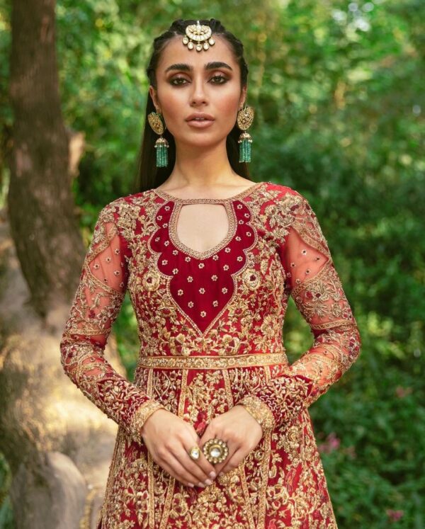 wedding long anarkali with lehenga