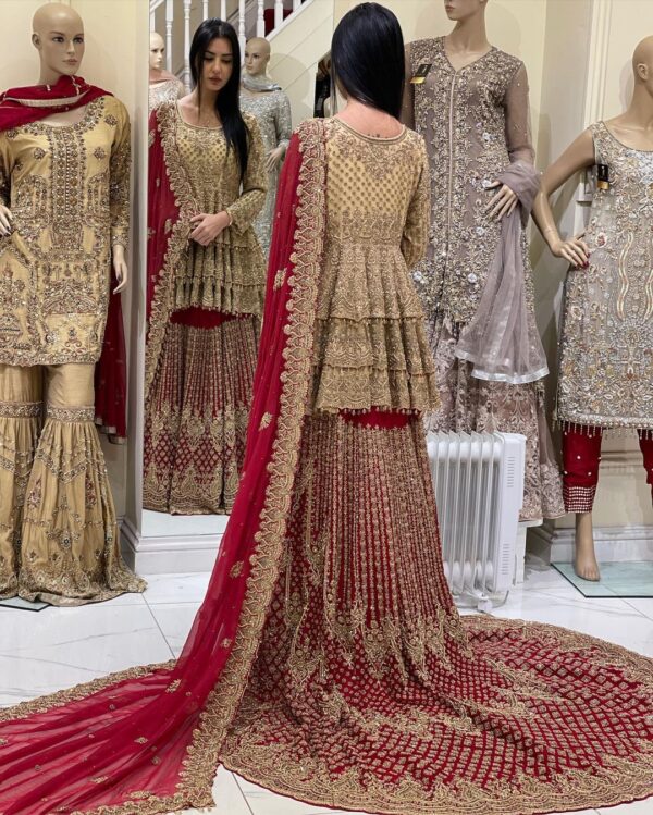 wedding long trail leheng with peplum