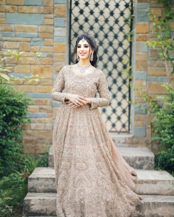 wedding gown with embroidered veil
