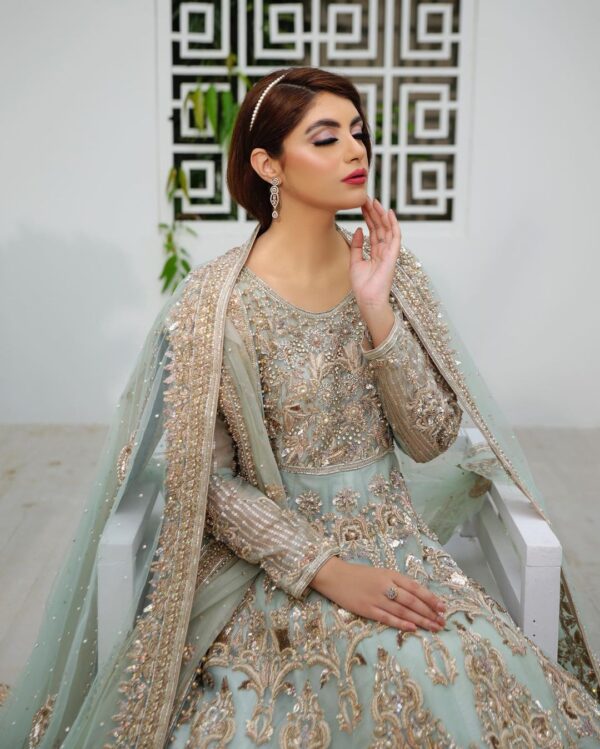 wedding long anarkali with lehenga