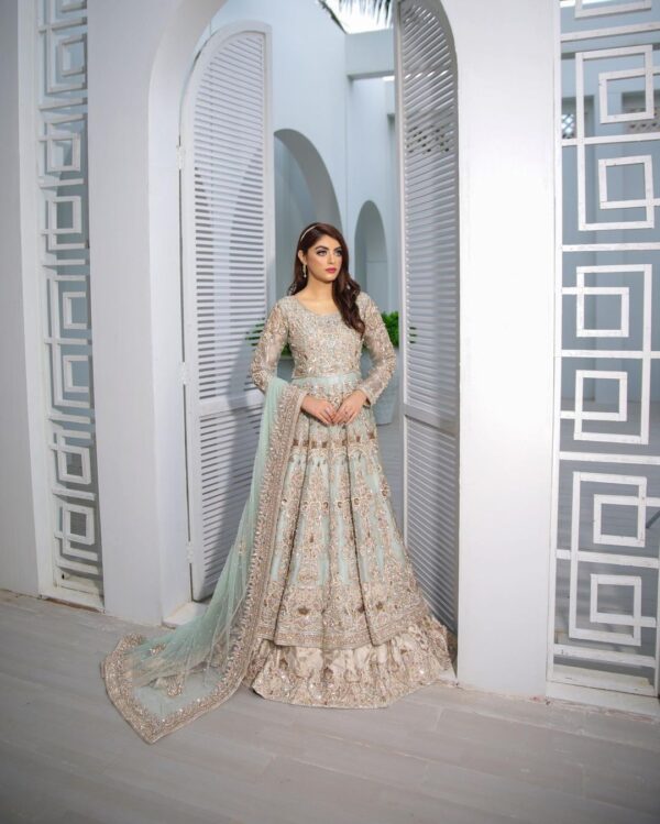 wedding long anarkali with lehenga