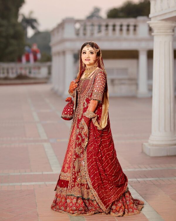 wedding long anarkali with lehenga