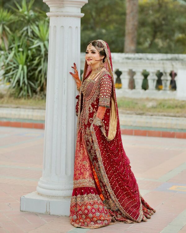 wedding long anarkali with lehenga