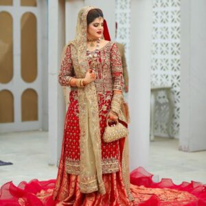 wedding embroidered kurti with frill long lehenga