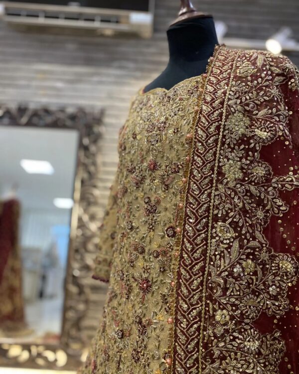 embroidered pakistani kurti with lehenga