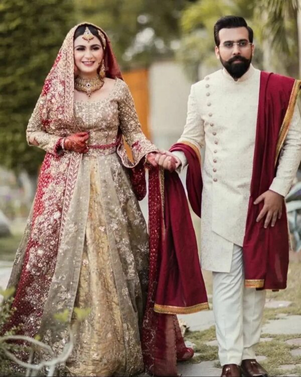 wedding long trail embroidered anarkali with lehenga