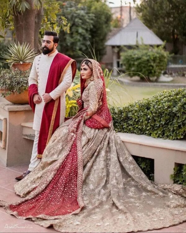 wedding long trail lehenga with anarkali
