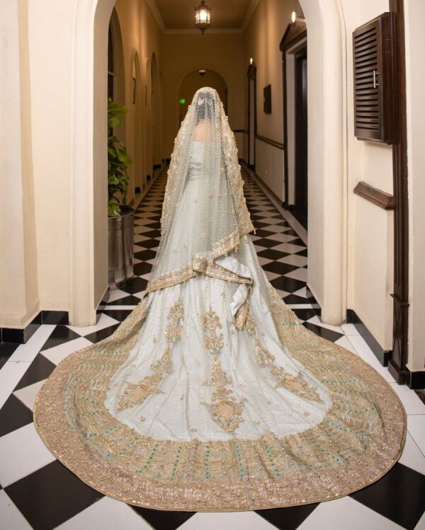 Pakistani wedding long trail gown