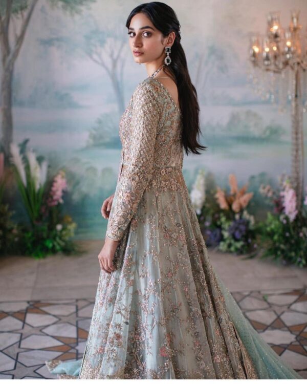 Designer long trail lehenga with anarkali
