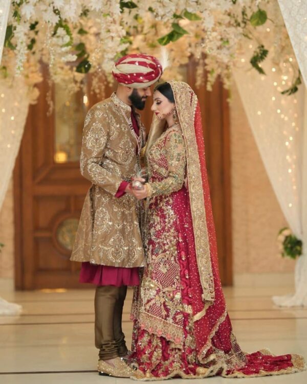 Pakistani wedding long trail lehenga with kameez