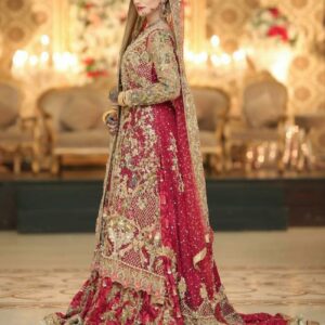 Embroidered long anarkali with lehenga