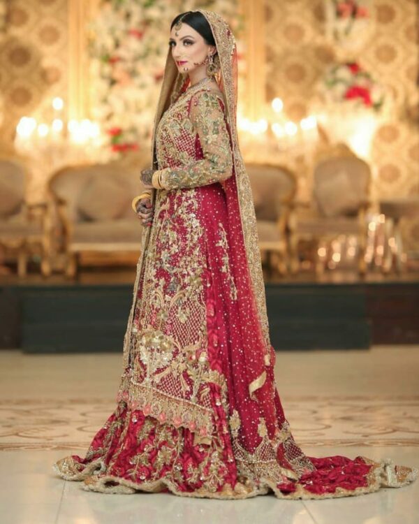 Embroidered long anarkali with lehenga