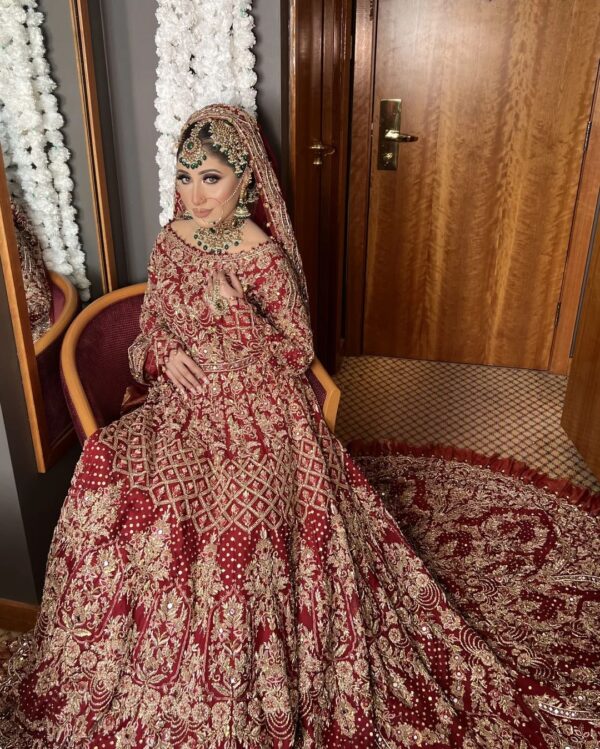 Pakistani wedding long trail gown