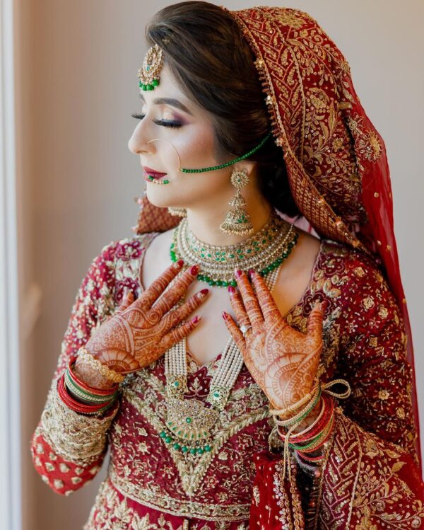 bridal long trail anarkali with lehenga