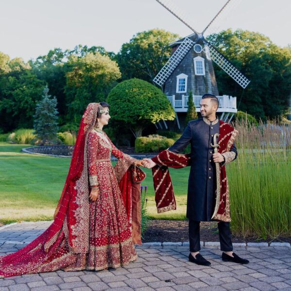 bridal long trail anarkali with lehenga