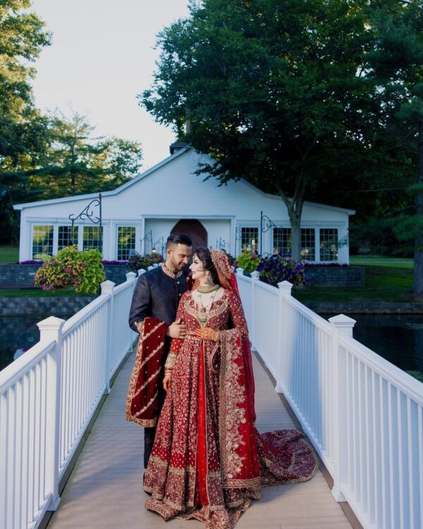 red Pakistani wedding anarkali with lehenga