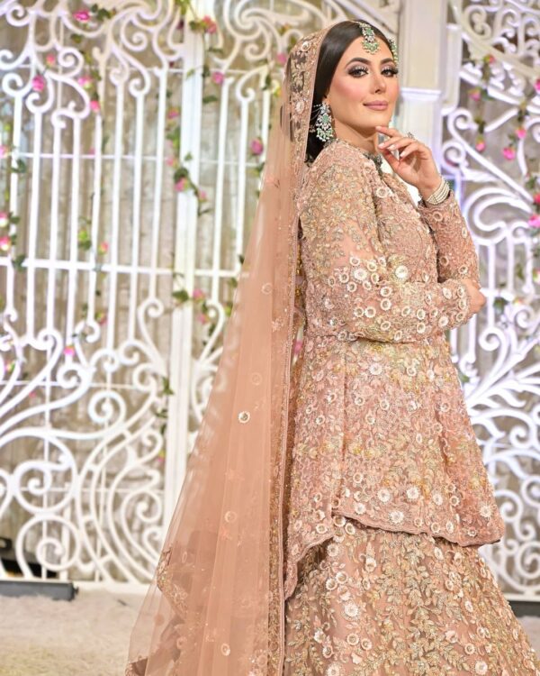 wedding long trail lehenga with peplum