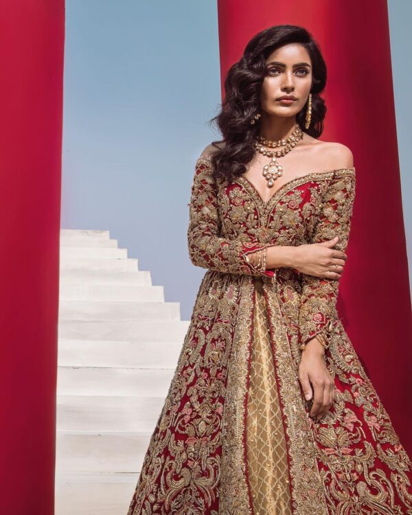 wedding long split anarkali with lehenga