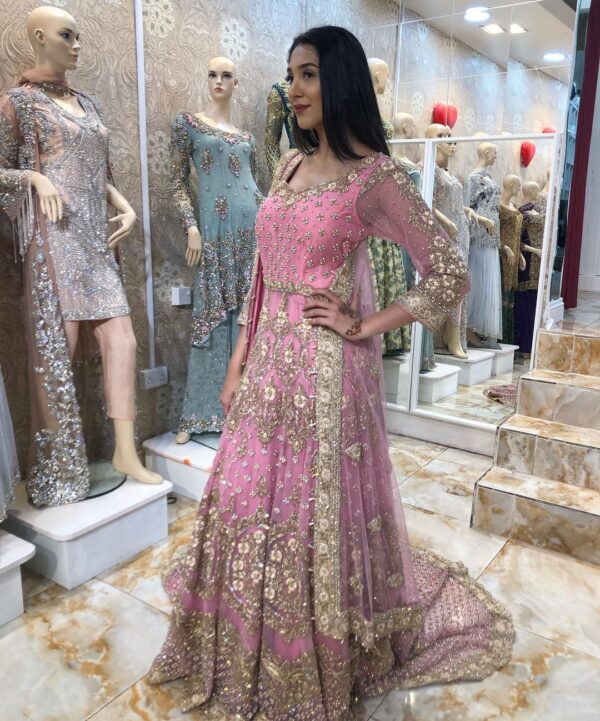 wedding long trail gown with handwork