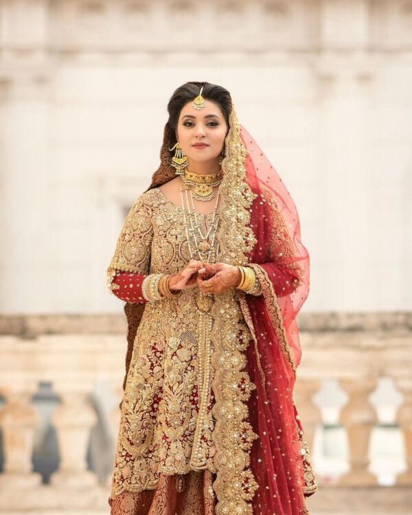Peplum with long trail lehenga