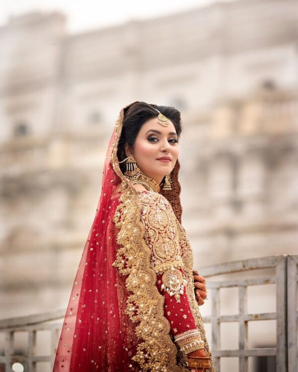 wedding long trail lehenga with embroidered jacket