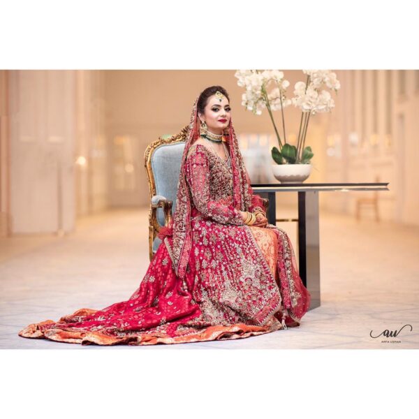 Pink split embroidered anarkali with lehenga