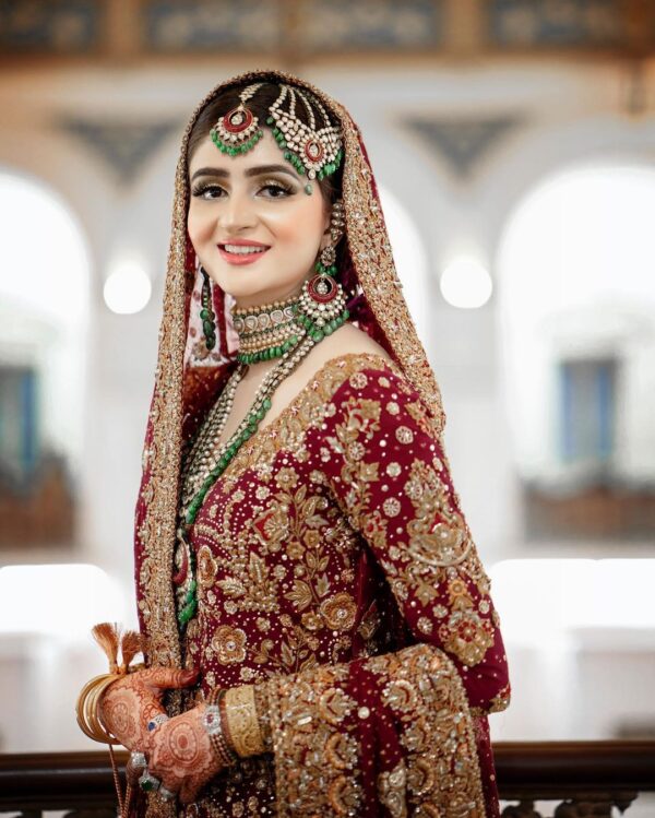 Beautiful red long trail lehenga