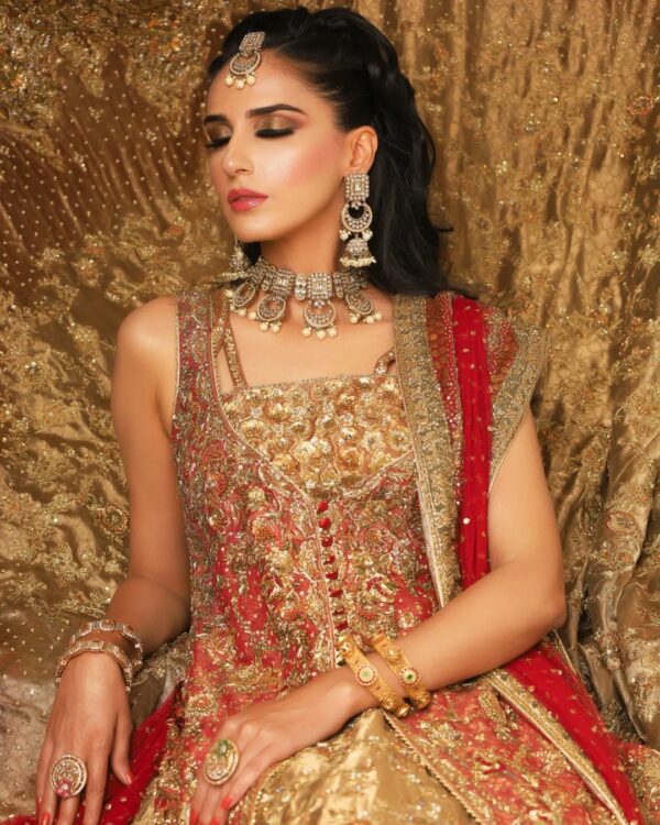wedding long trail lehenga with half jacket
