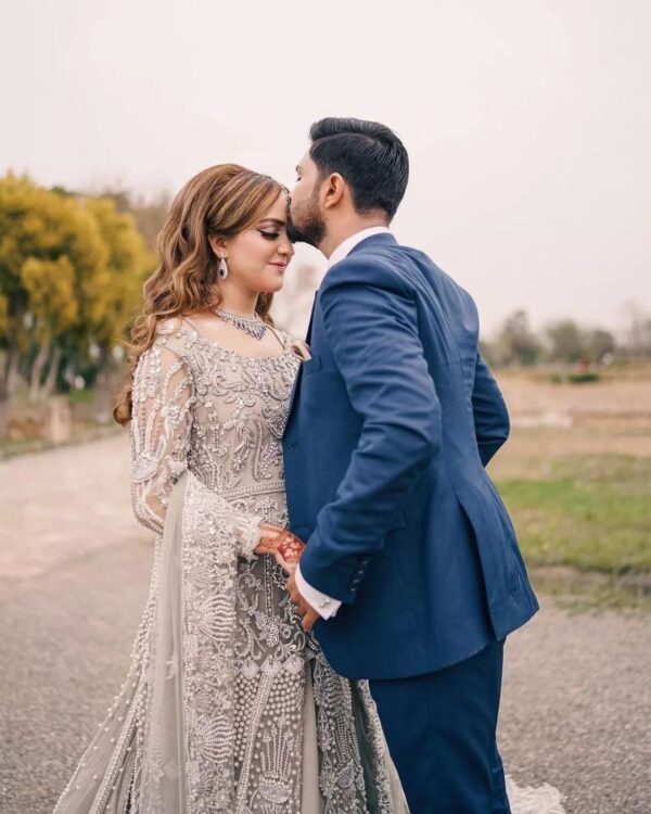 weddinglong trail lehenga with handwork