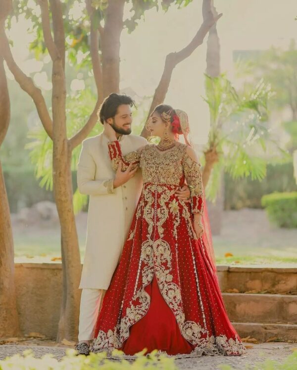 designer wedding long split anarkali with lehenga