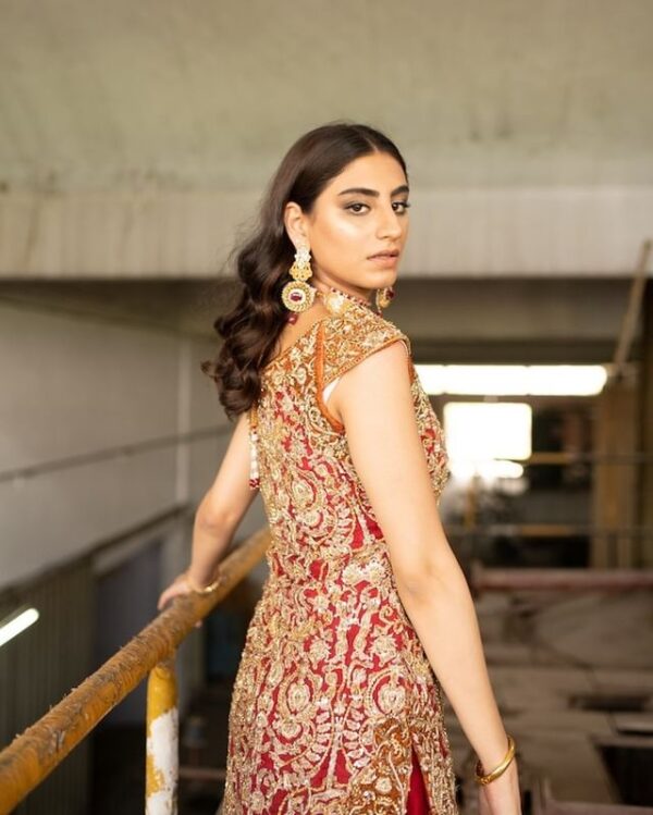 red designer sharara suit