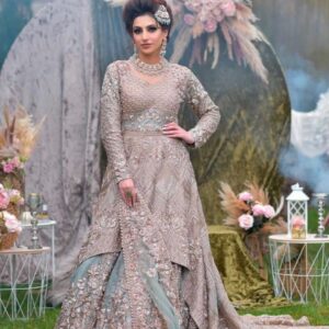 Ivory designer long peplum with lehenga