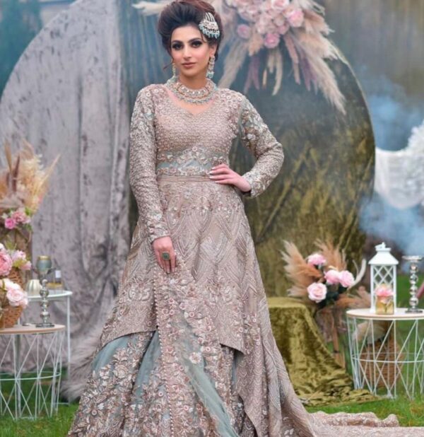 Ivory designer long peplum with lehenga