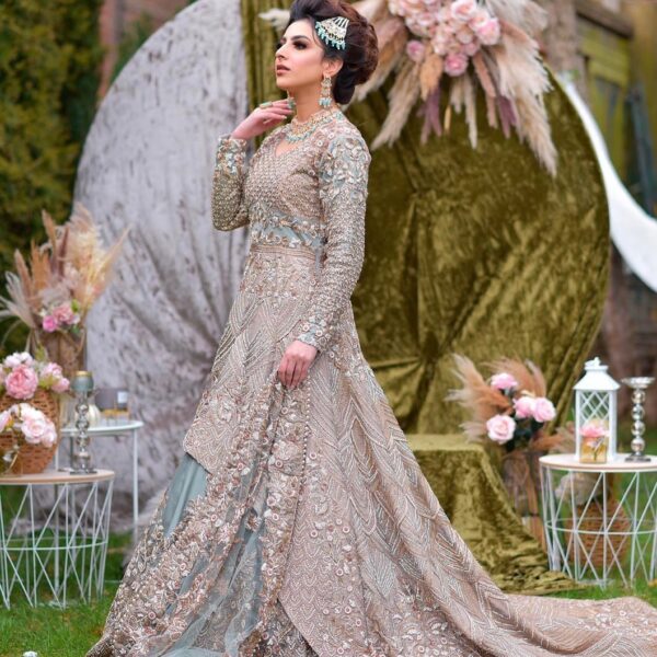 designer waleema peplum with lehenga