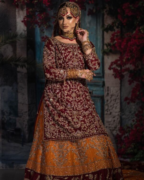 wedding long trail lehenga with kurti