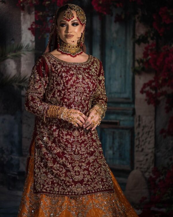 wedding long trail lehenga with kurti