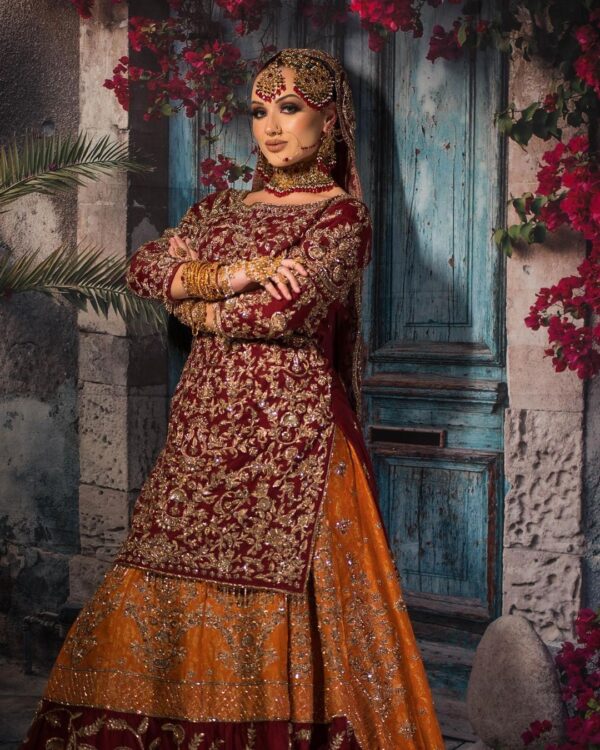wedding long trail lehenga with kurti