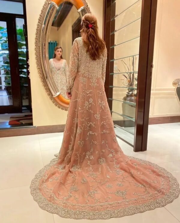 designer long trail jacket with lehenga