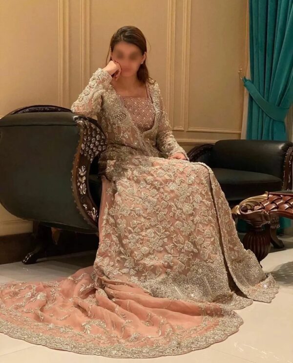 wedding long trail jacket with lehenga