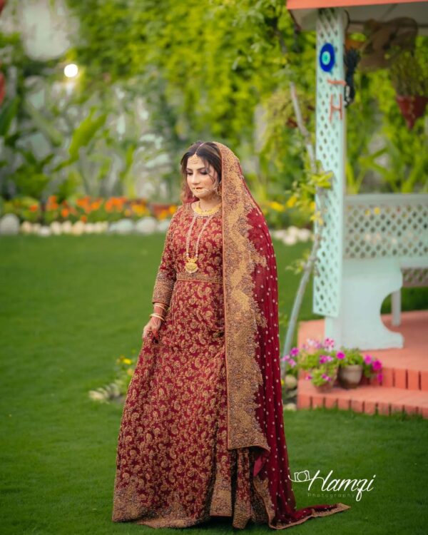 wedding embroidered red gown