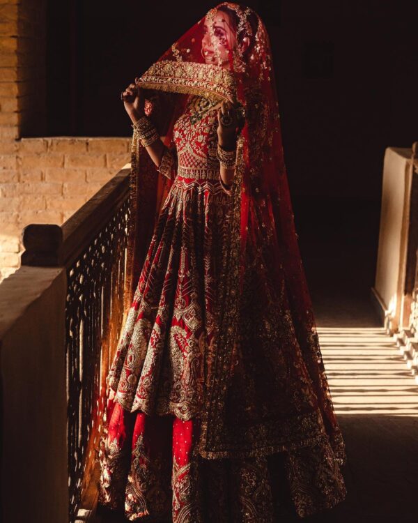 Red Bridal lehenga with anarkali