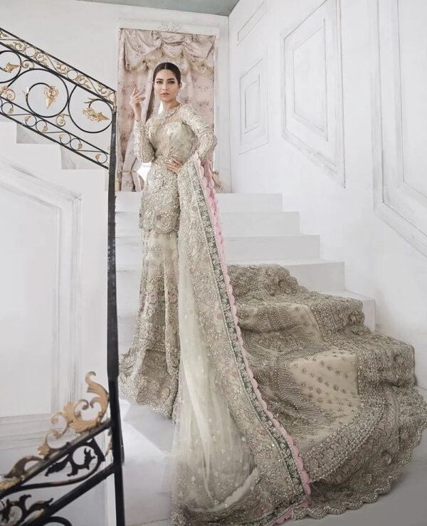 wedding long trail lehenga with top