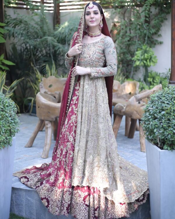 wedding long split anarkali with lehenga