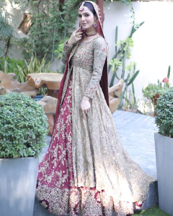 wedding long split anarkali with lehenga