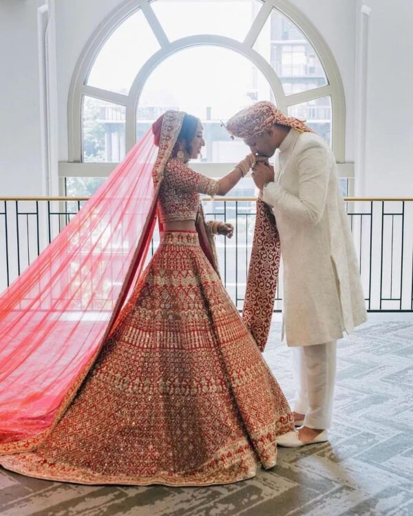 red bridal lehenga choli