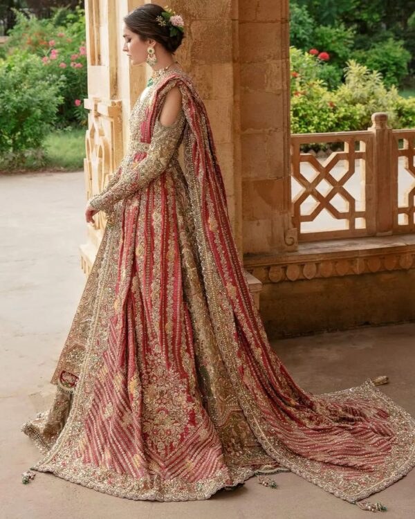 wedding long trail lehenga with embroidered split jacket