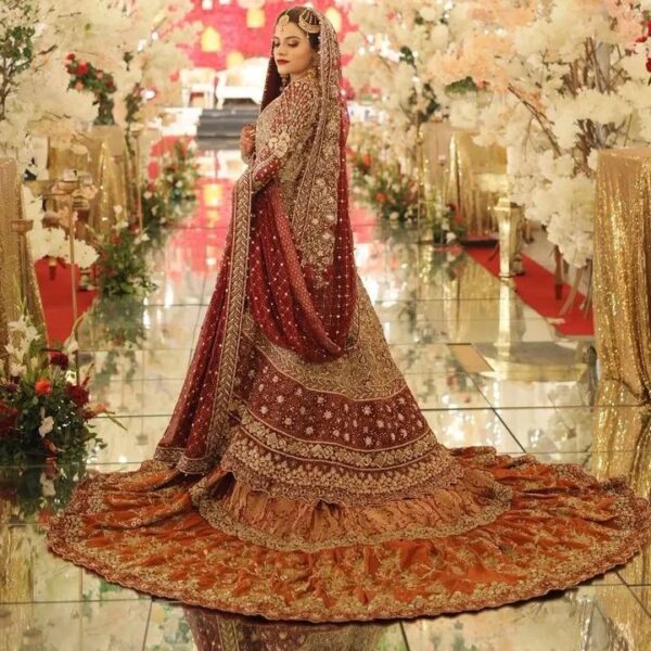 wedding long trail lehenga with kurti