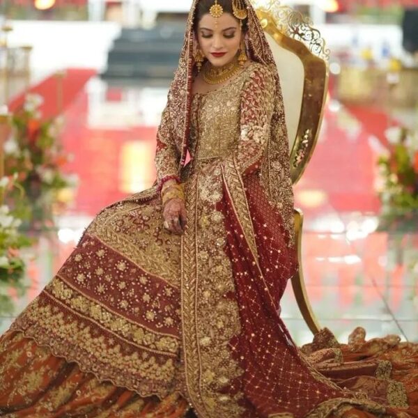 pakistani wedding long trail lehenga with kurti