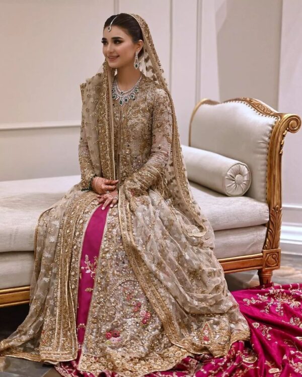 Designer wedding long split anarkali with lehenga