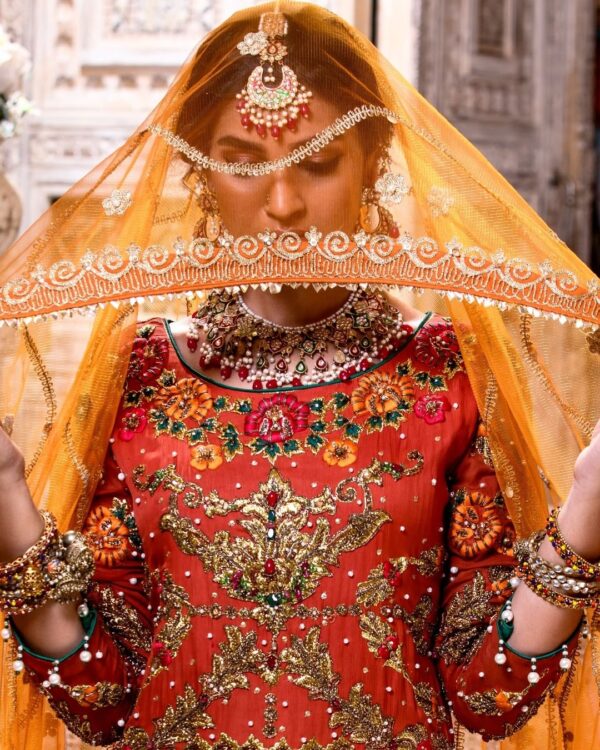 Pakistani wedding long trail lehenga with kurti